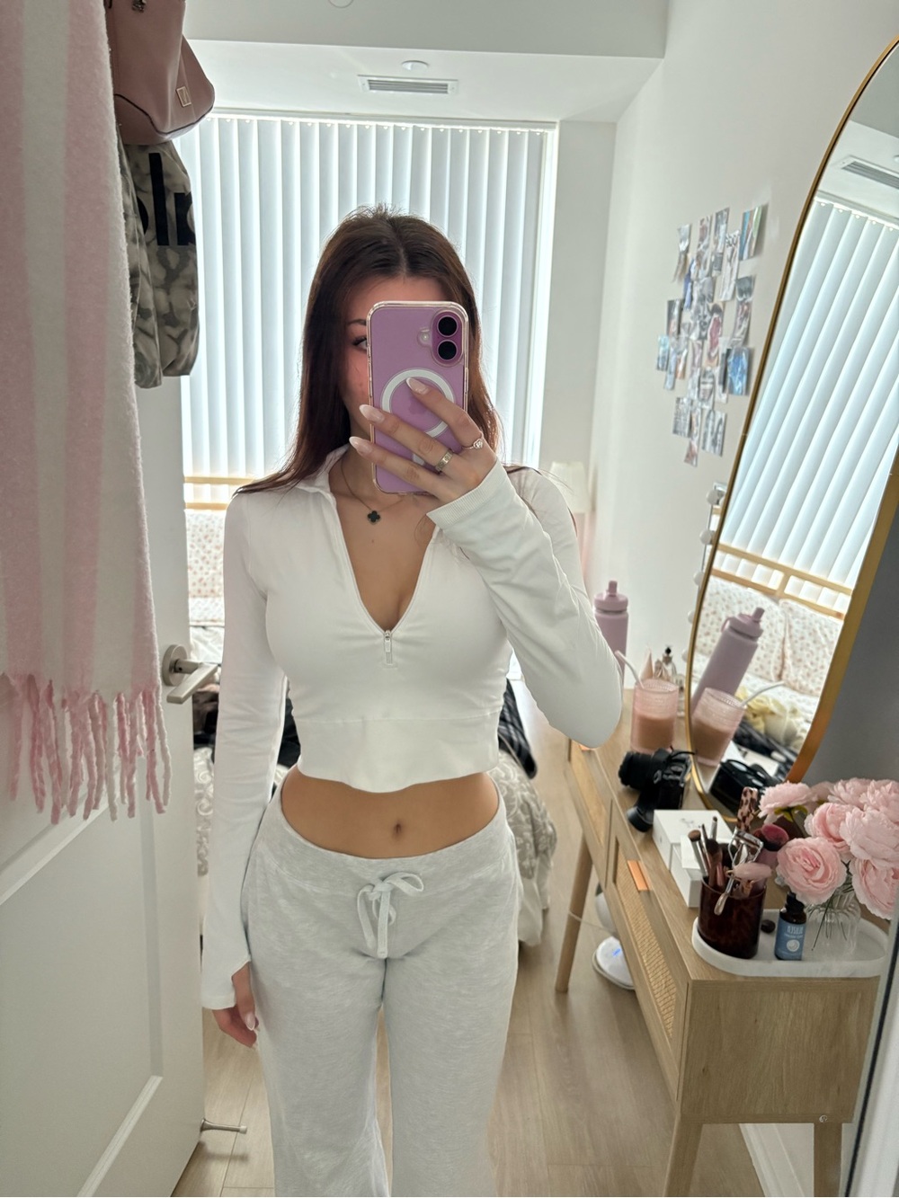 Garage White Cropped Long-Sleeve Zip Top